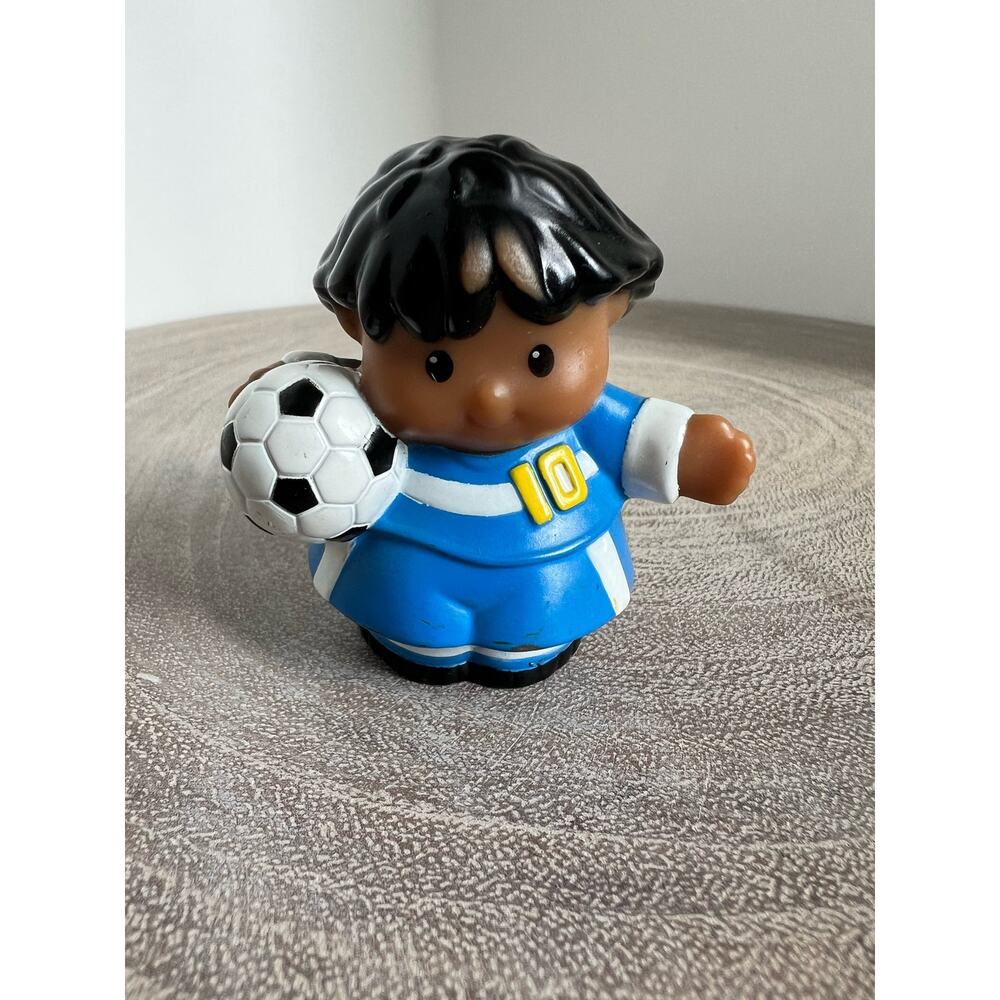 Fisher-Price Figure Soccer Ball Player Blue Jersey Shirt 10 2008 Rare